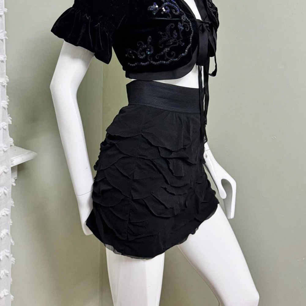 Express Black Ruffle Mini‎ Skirt – XS/S – Indie Sleaze Night Out